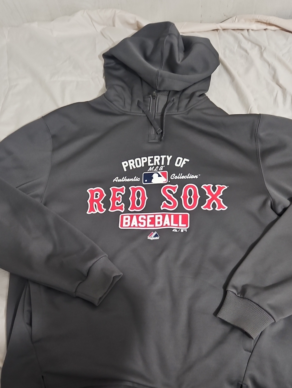 Majestic Gray Red Sox Baseball Zip-Up Hoodie